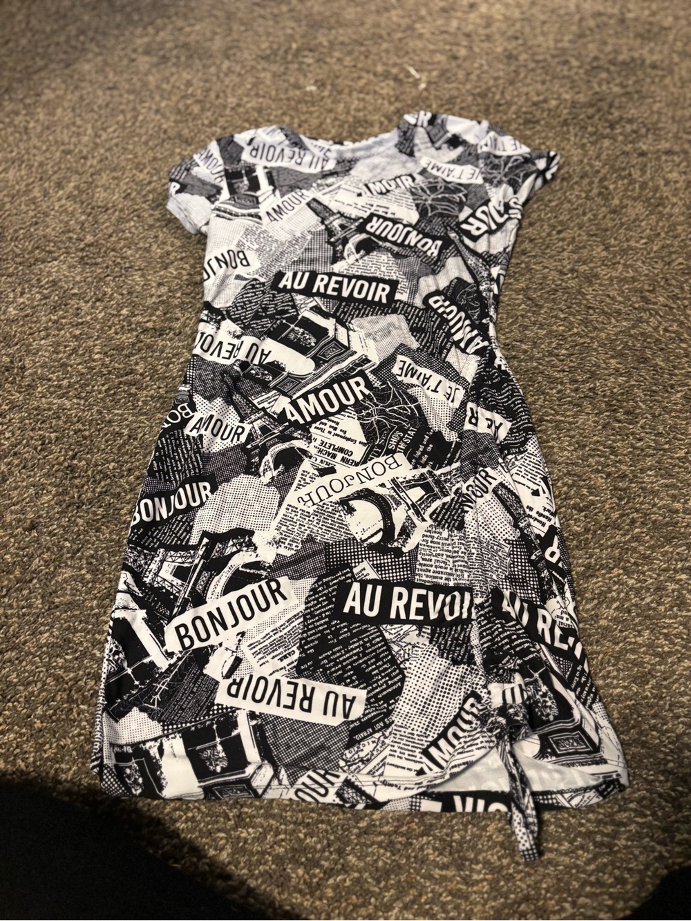 Kids Black & White Graphic Print Dress